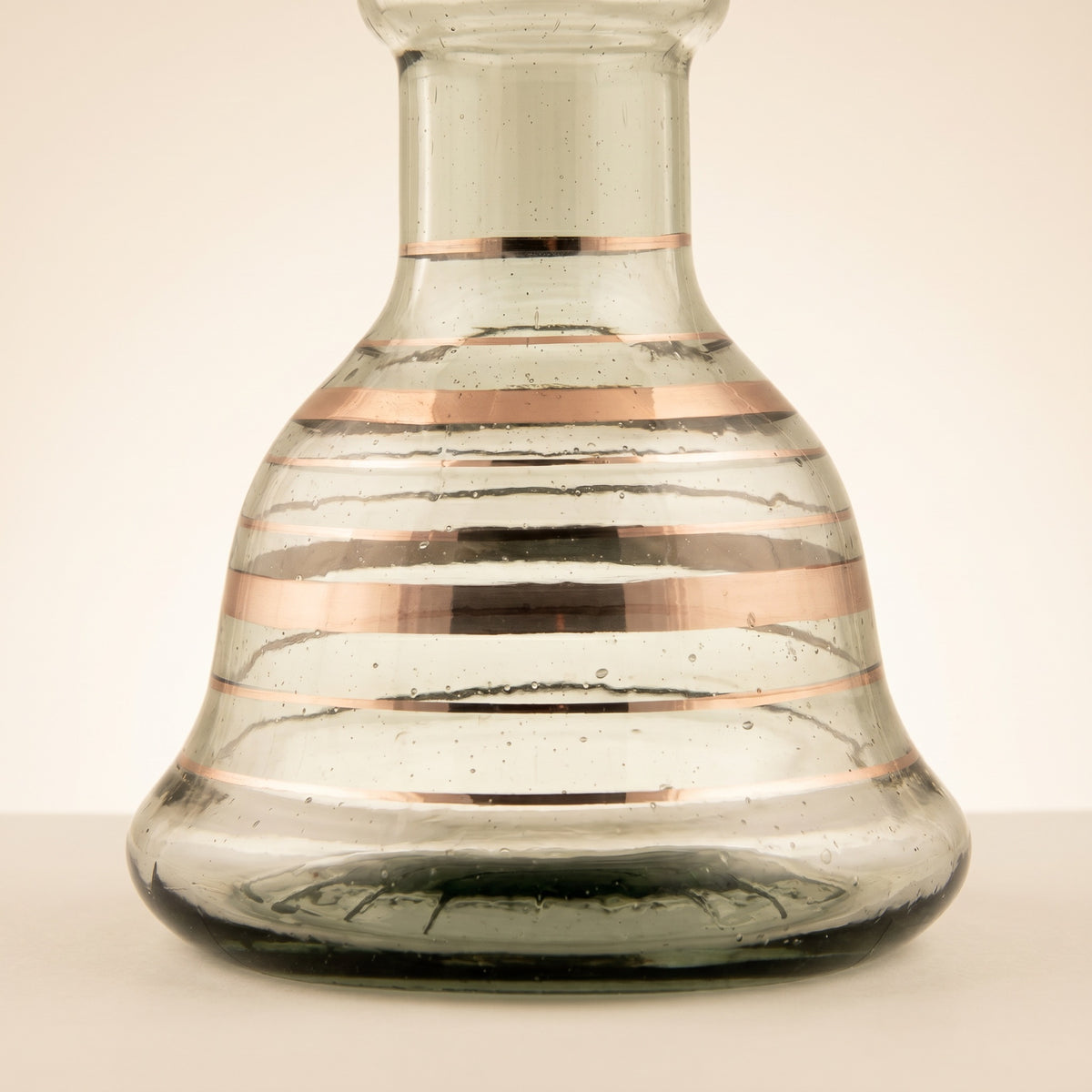 Close-up of Khalil Mamoon Mini Beast base, hand-painted stripes and seed bubbles in Egyptian glass, The Premium Way, image 3 of 7