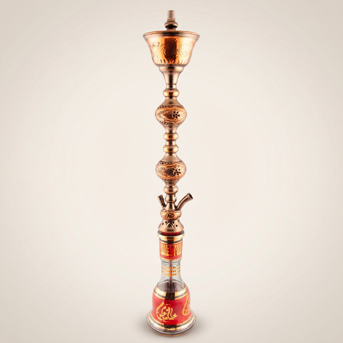 Khalil Mamoon Sharqawi 2 Copper Mismatch 100cm hookah, full silhouette on warm cream studio background, image 2 of 22