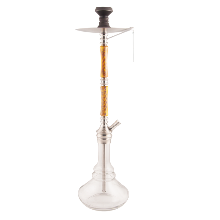 King Buzz Amber Storm hookah full front view amber violet acrylic stem stainless steel — The Premium Way