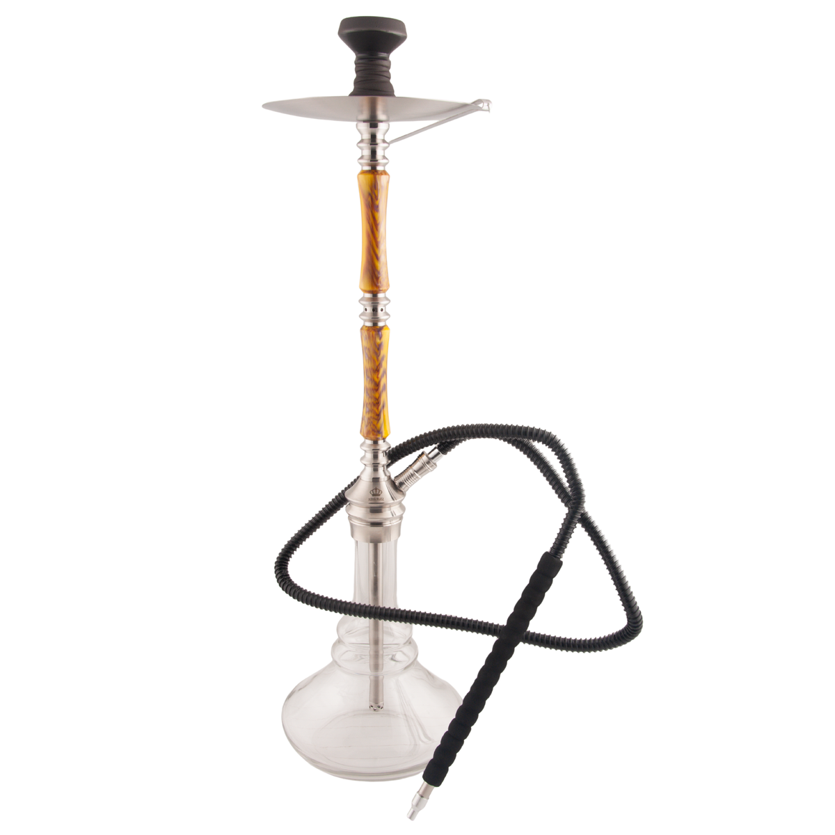 King Buzz Amber Storm hookah assembled with black hose and mouthpiece — The Premium Way, image 2 of 15