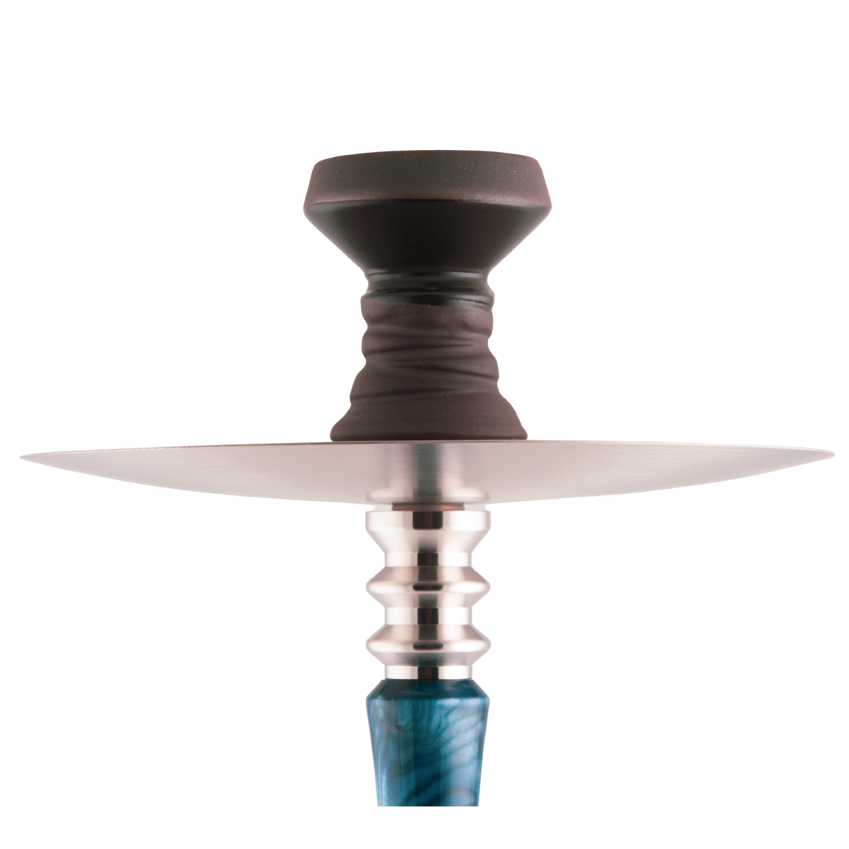King Buzz Sapphire Tide hookah clay bowl on stainless tray top view — The Premium Way, image 6 of 13