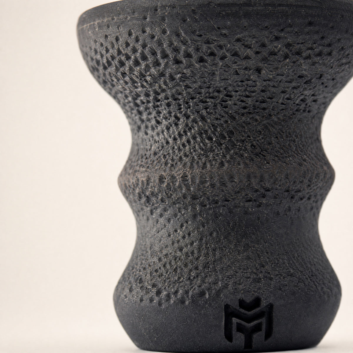 MIT Luxury DarkStar Turkish bowl close-up, stippled diamond-pattern unglazed stoneware texture from Turkey, image 6 of 6