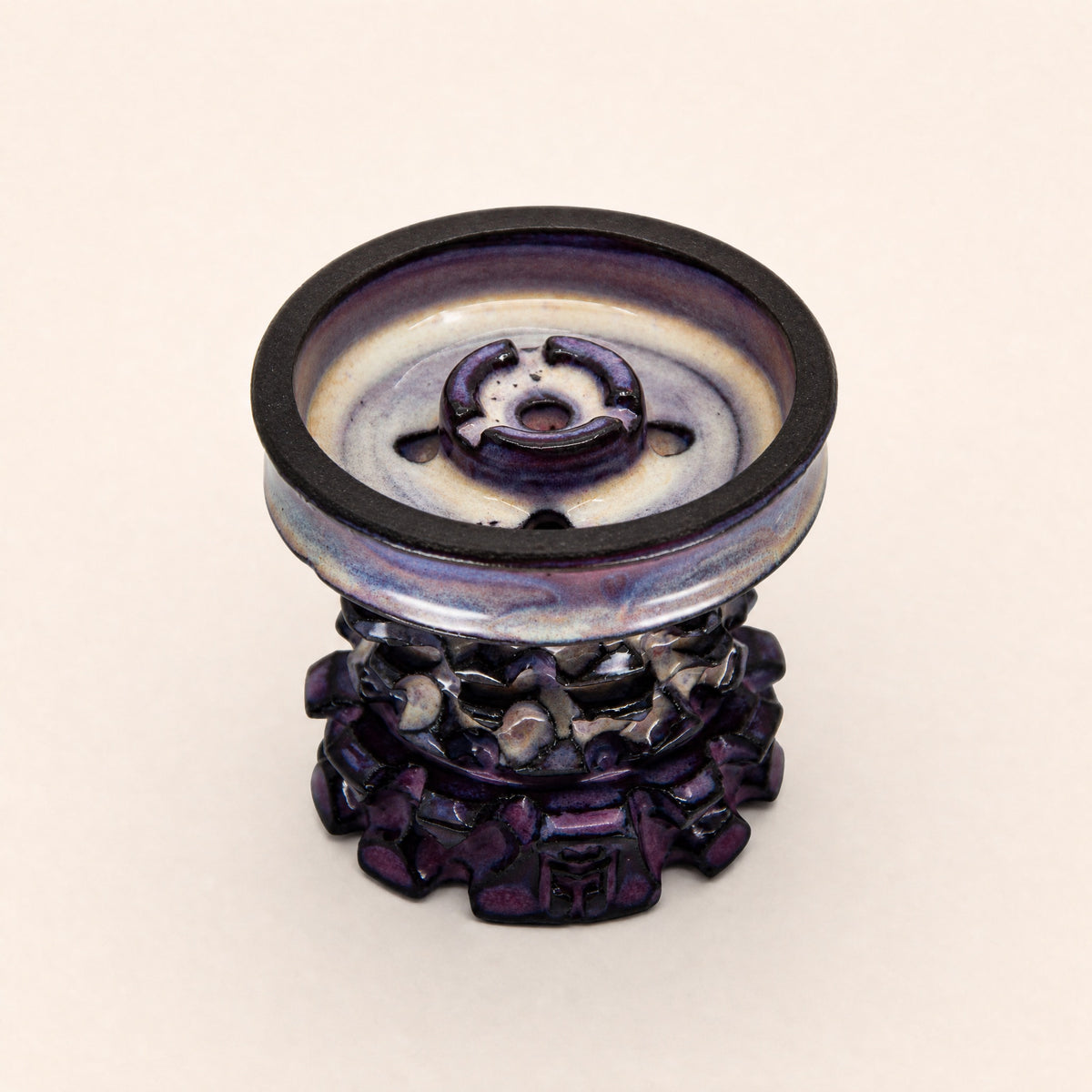 MIT Luxury Mitovation V2 Amethyst bowl top-down showing five-hole hybrid chamber and four-petal spire crown, image 3 of 6
