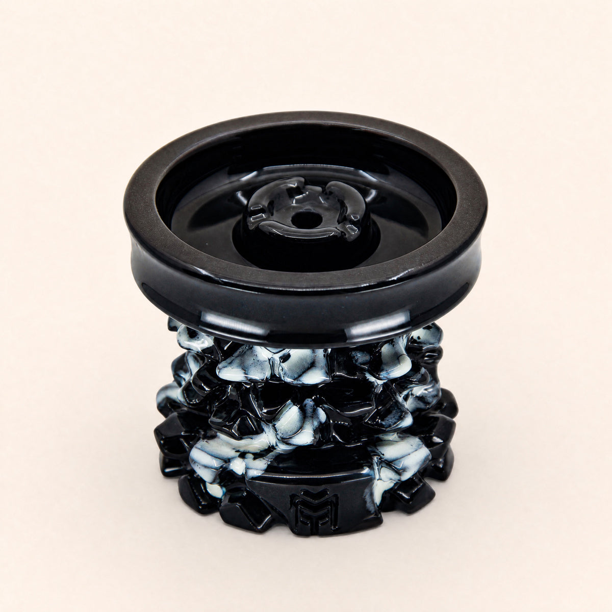 MIT Luxury Mitovation V2 Onyx bowl top-down showing five-hole hybrid chamber and four-petal spire crown, image 3 of 6
