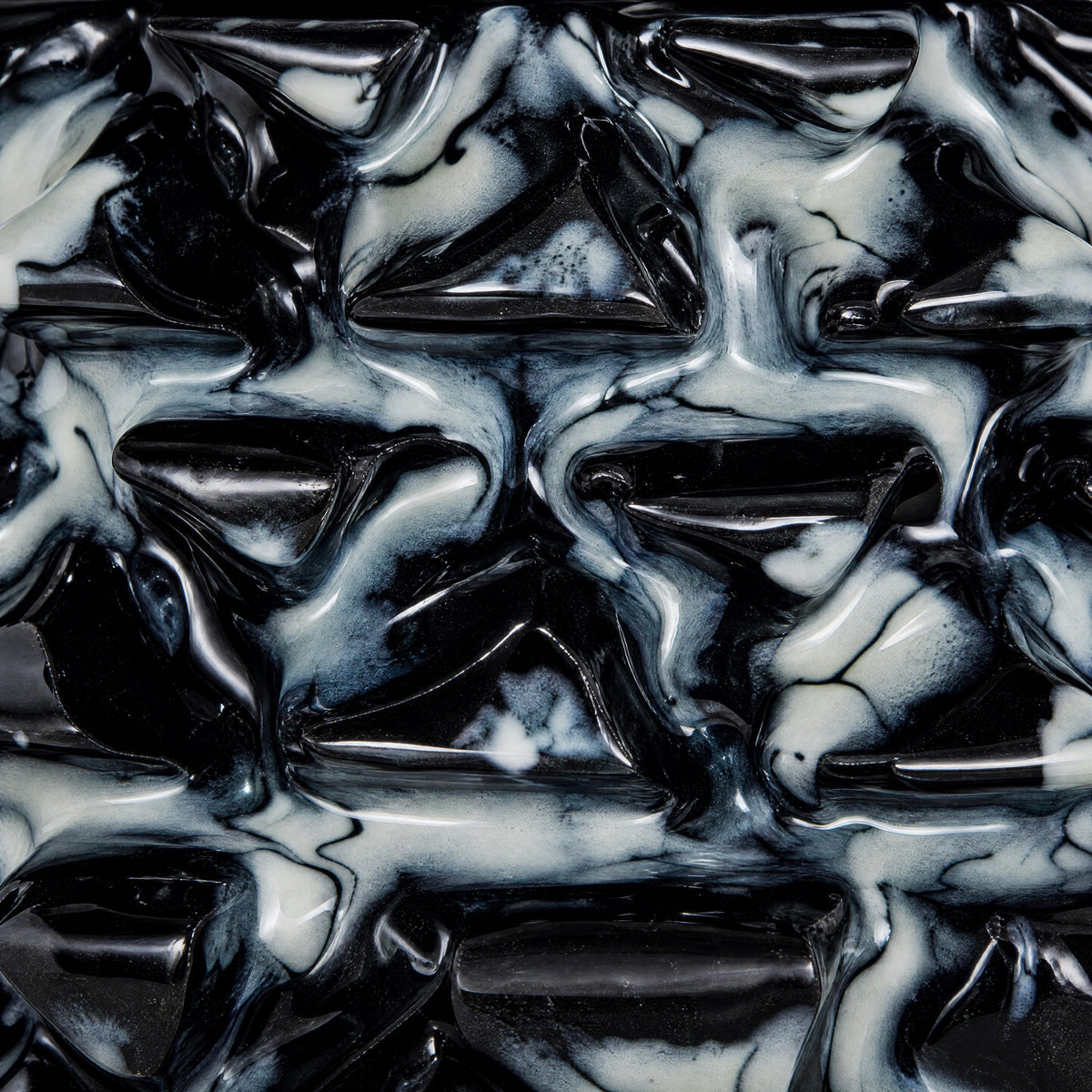 MIT Luxury Mitovation V2 Onyx bowl macro detail of marbled black-and-cream glaze across sculptural spike relief, image 6 of 6
