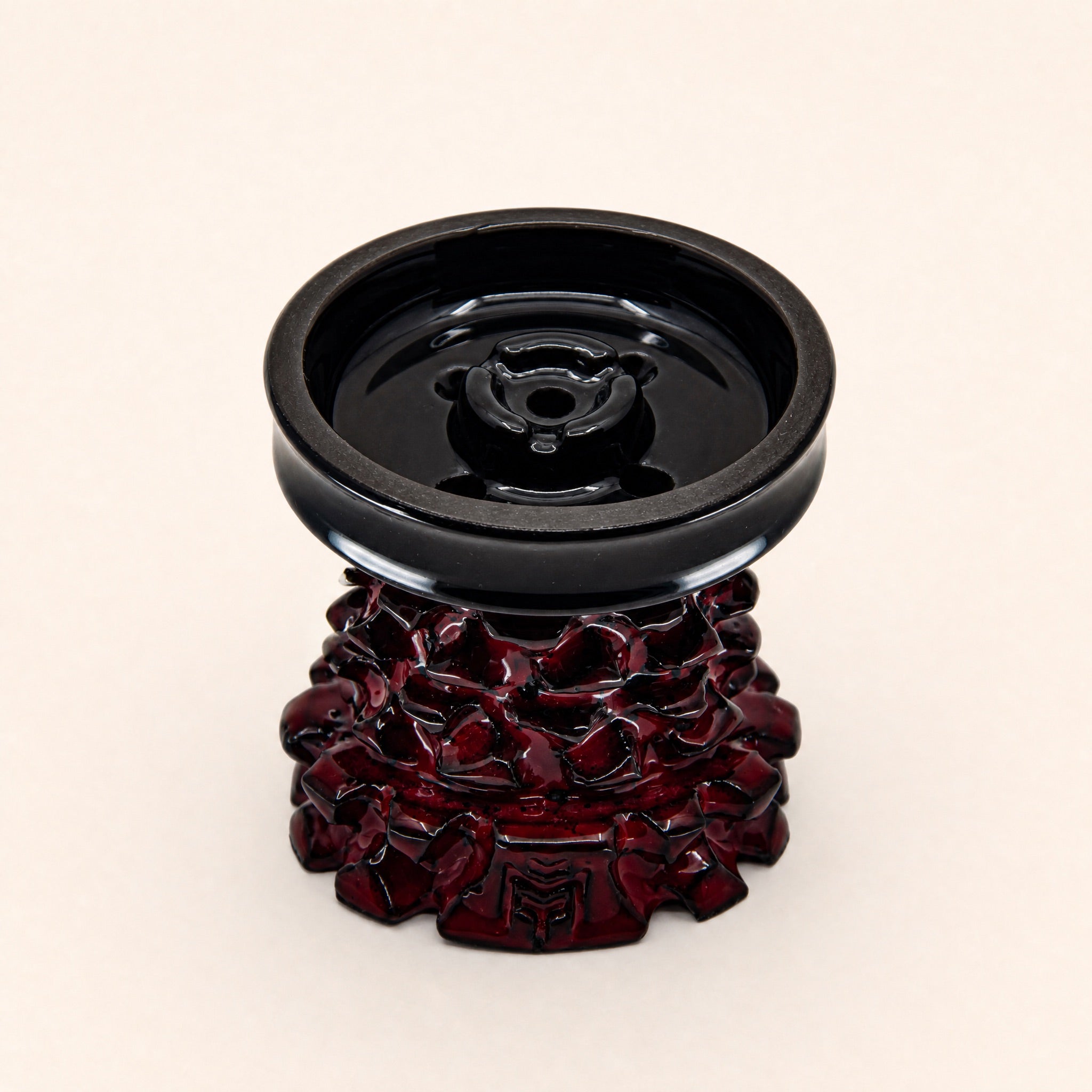 MIT Luxury Mitovation V2 Ruby bowl top-down showing five-hole hybrid chamber and four-petal spire crown