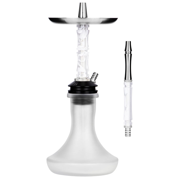 Moze Breeze Two Wavy Frosted shisha, full body with frosted resin stem, frosted glass base, stainless tray and mouthpiece, from The Premium Way