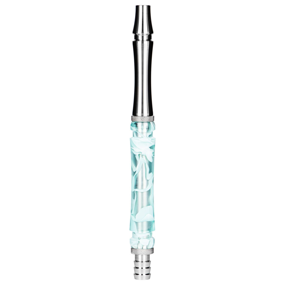 Moze Breeze Two Wavy Mint two-piece stainless steel mouthpiece with matching pale mint wavy resin sleeve, single-hose shisha component, image 2 of 10