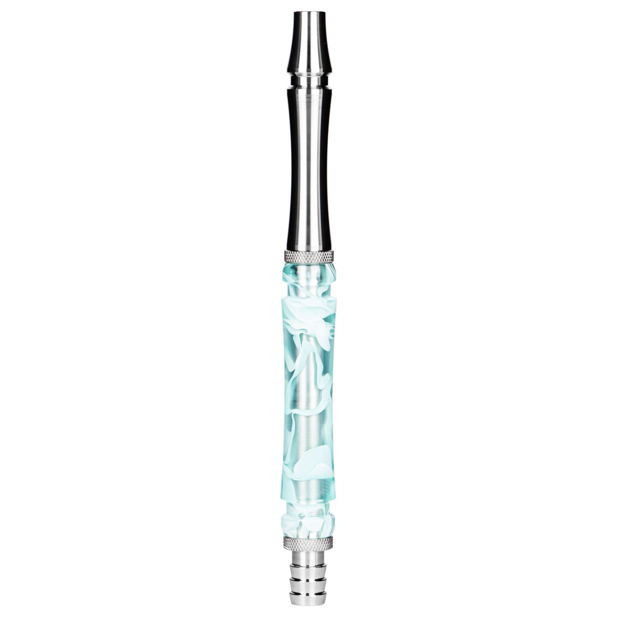 Moze Breeze Two Wavy Mint two-piece stainless steel mouthpiece with matching pale mint wavy resin sleeve, single-hose shisha component