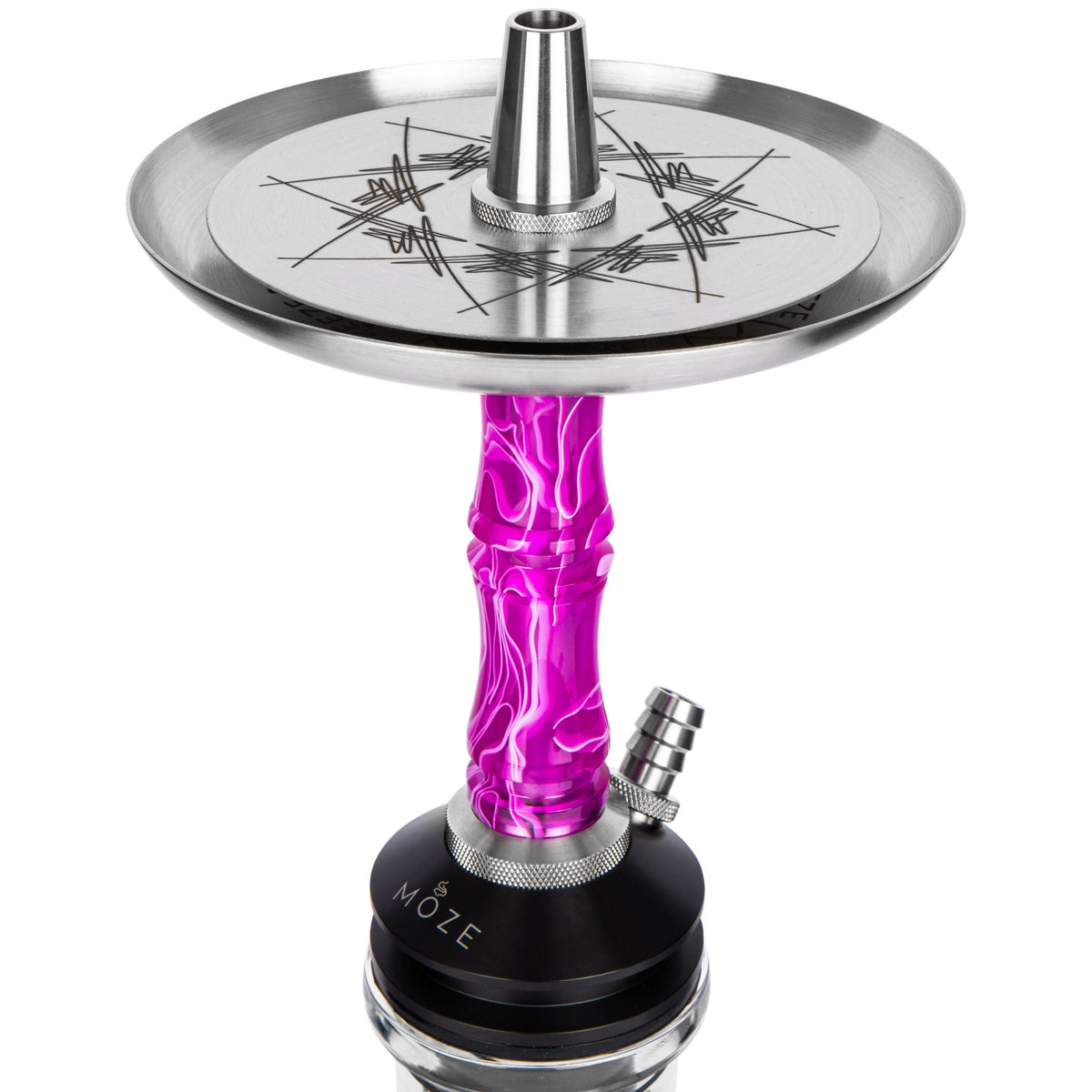 Moze Breeze Two Shisha Wavy Purple – Stainless Steel Tray and Jewel-Tone Resin Stem Detail, image 2 of 6