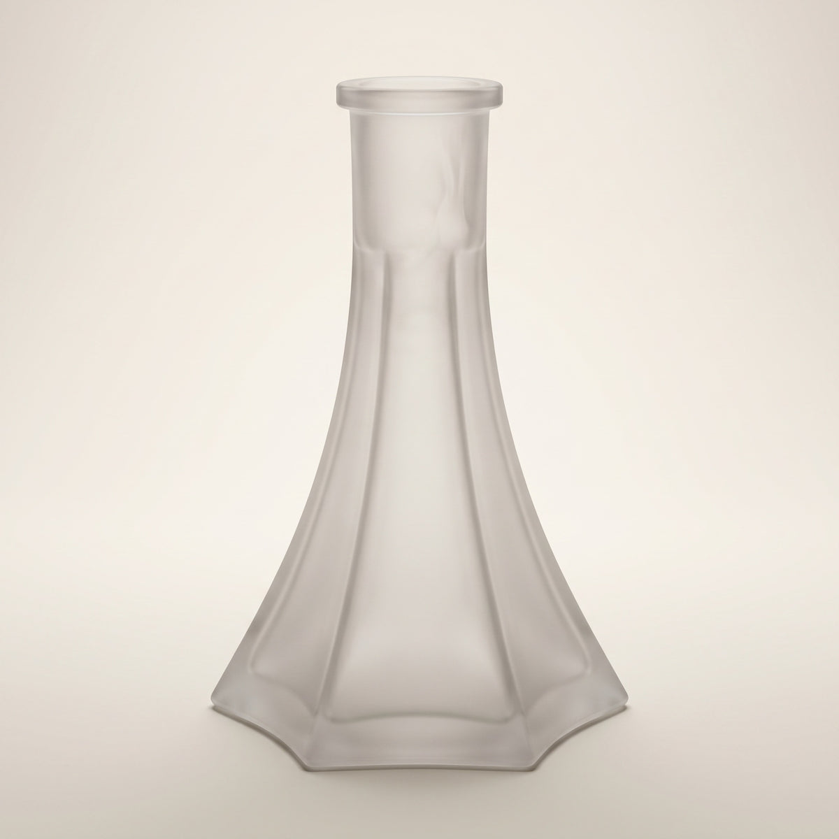 OVO x Neolux Frosty White handmade frosted glass hookah base with six-facet splayed skirt, Russian-standard fit, The Premium Way, image 2 of 5