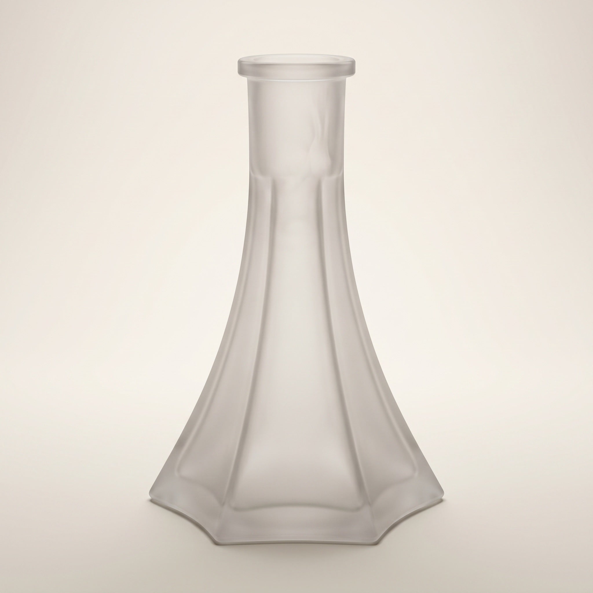 OVO x Neolux Frosty White handmade frosted glass hookah base with six-facet splayed skirt, Russian-standard fit, The Premium Way