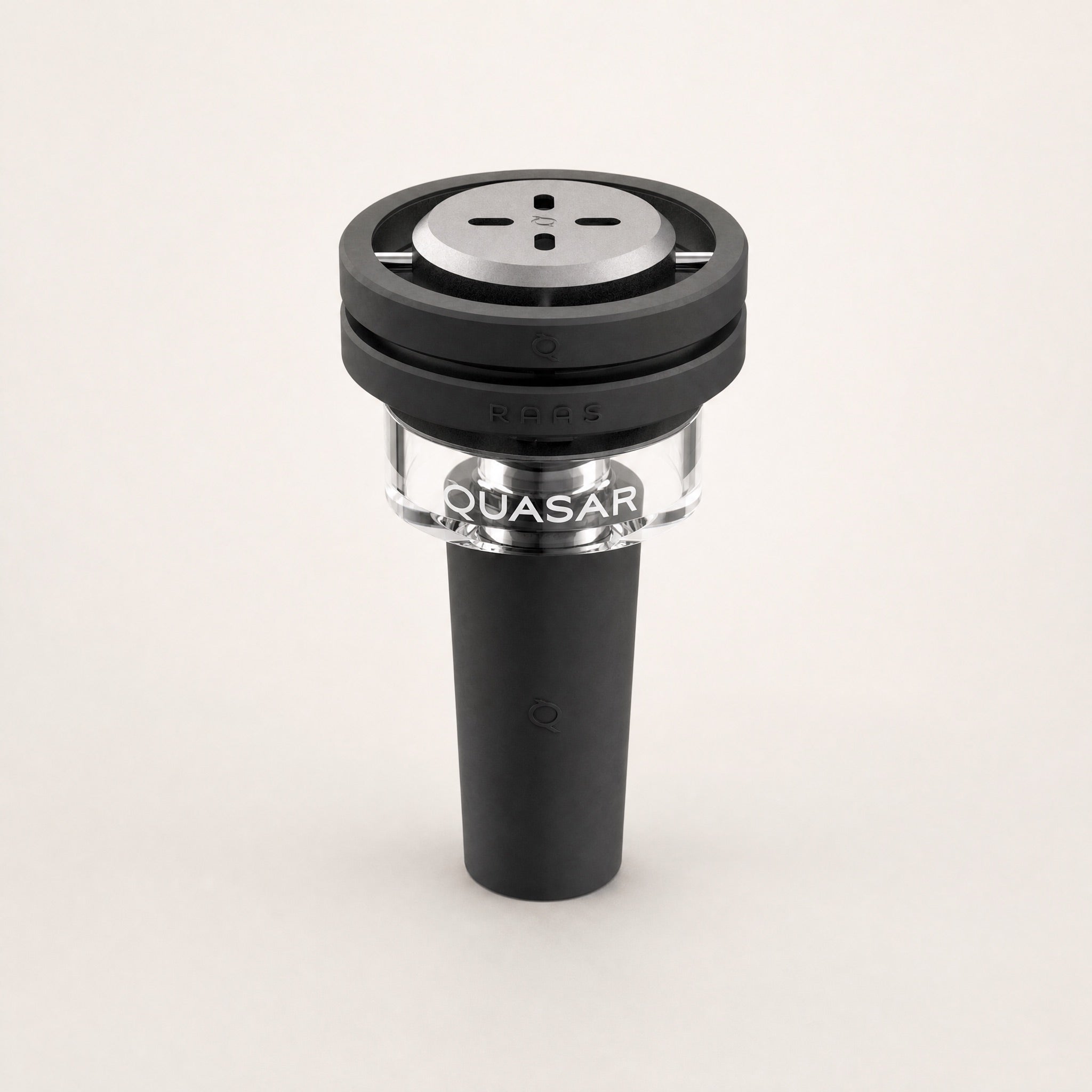 Quasar Petit Raas 2 compact foil-free thermal shisha bowl in matte black, assembled front view