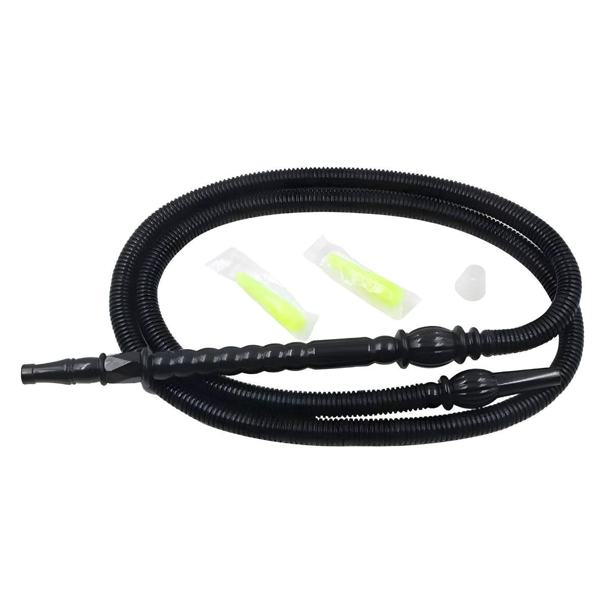 Premium black disposable hookah hose set with mouth tips from The Premium Way for an exclusive shisha experience., image 6 of 12