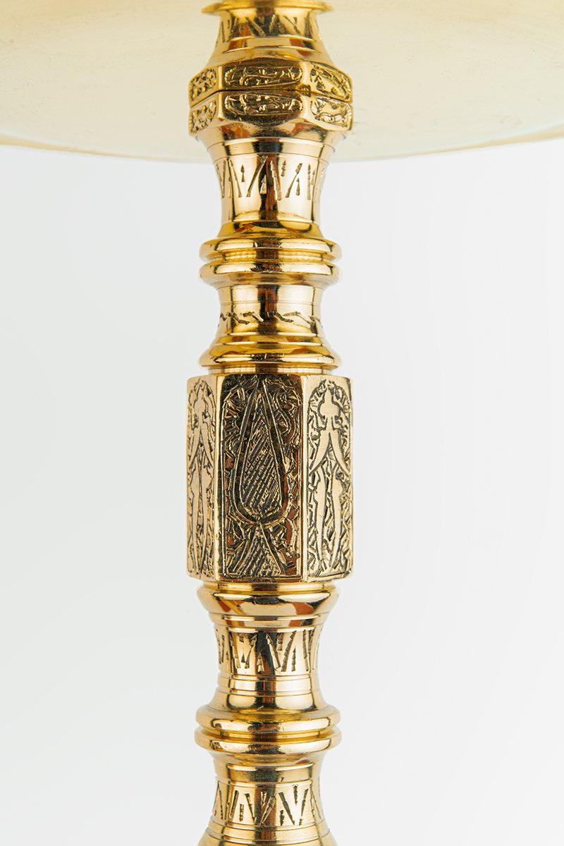 Shika Camersi CNC Brass Shisha Pipe, stem engraving detail, image 4 of 5