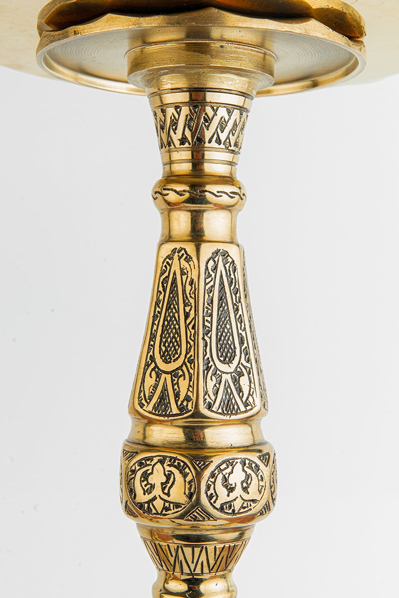 Shika Drakon Egyptian Brass Shisha Pipe, stem engraving detail, image 4 of 6