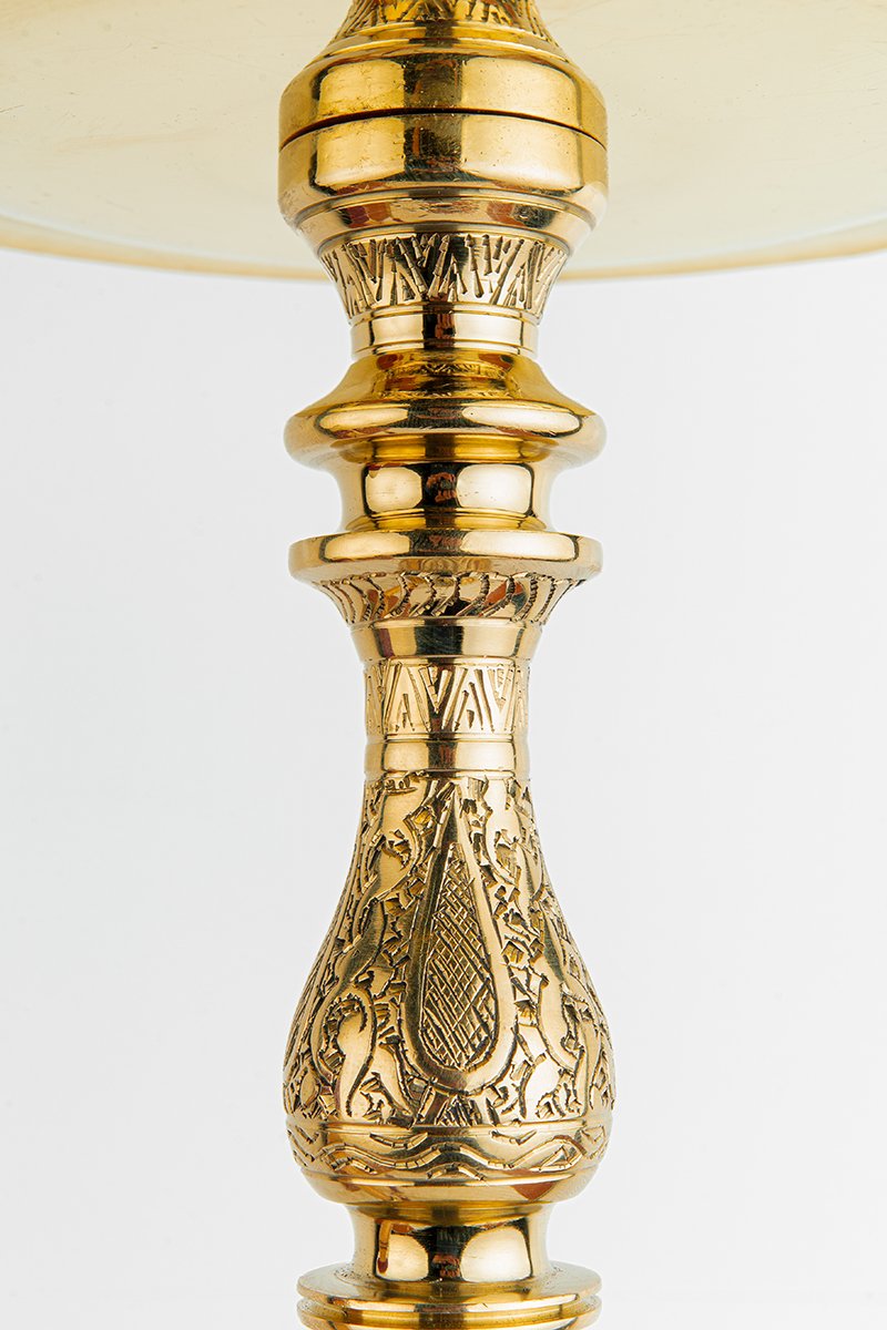 Shika Elwel CNC Brass Shisha Pipe, stem engraving detail, image 4 of 6