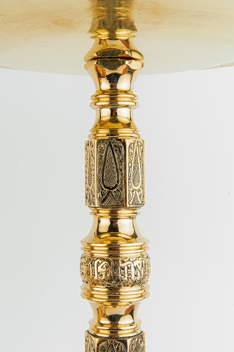Shika Granada Imperial CNC Brass Shisha Pipe, stem engraving detail, image 4 of 5
