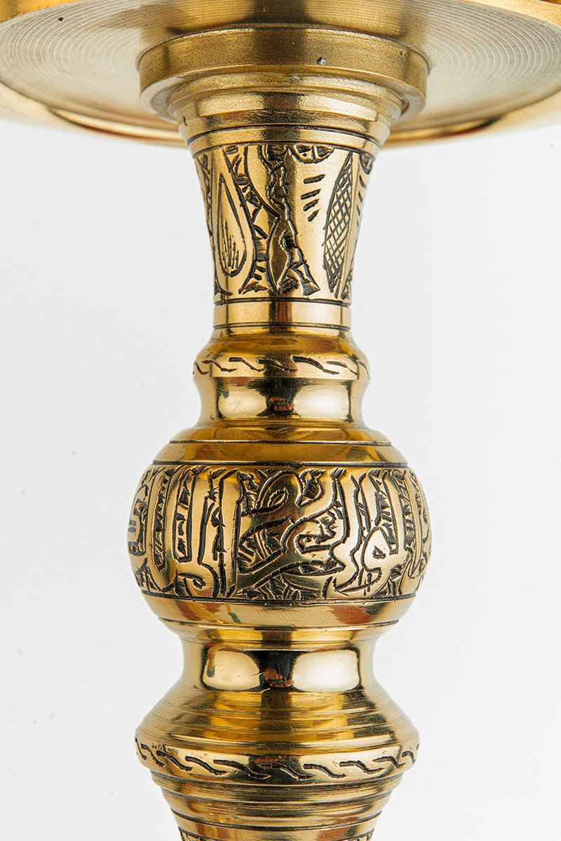 Shika Legend Egyptian Brass Shisha Pipe, stem engraving detail, image 4 of 7