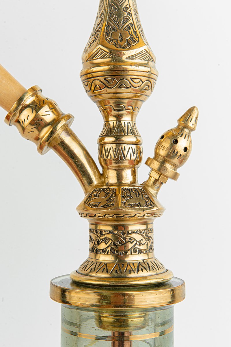 Shika Mini Tryon Brass Shisha Pipe, stem engraving detail, image 4 of 6