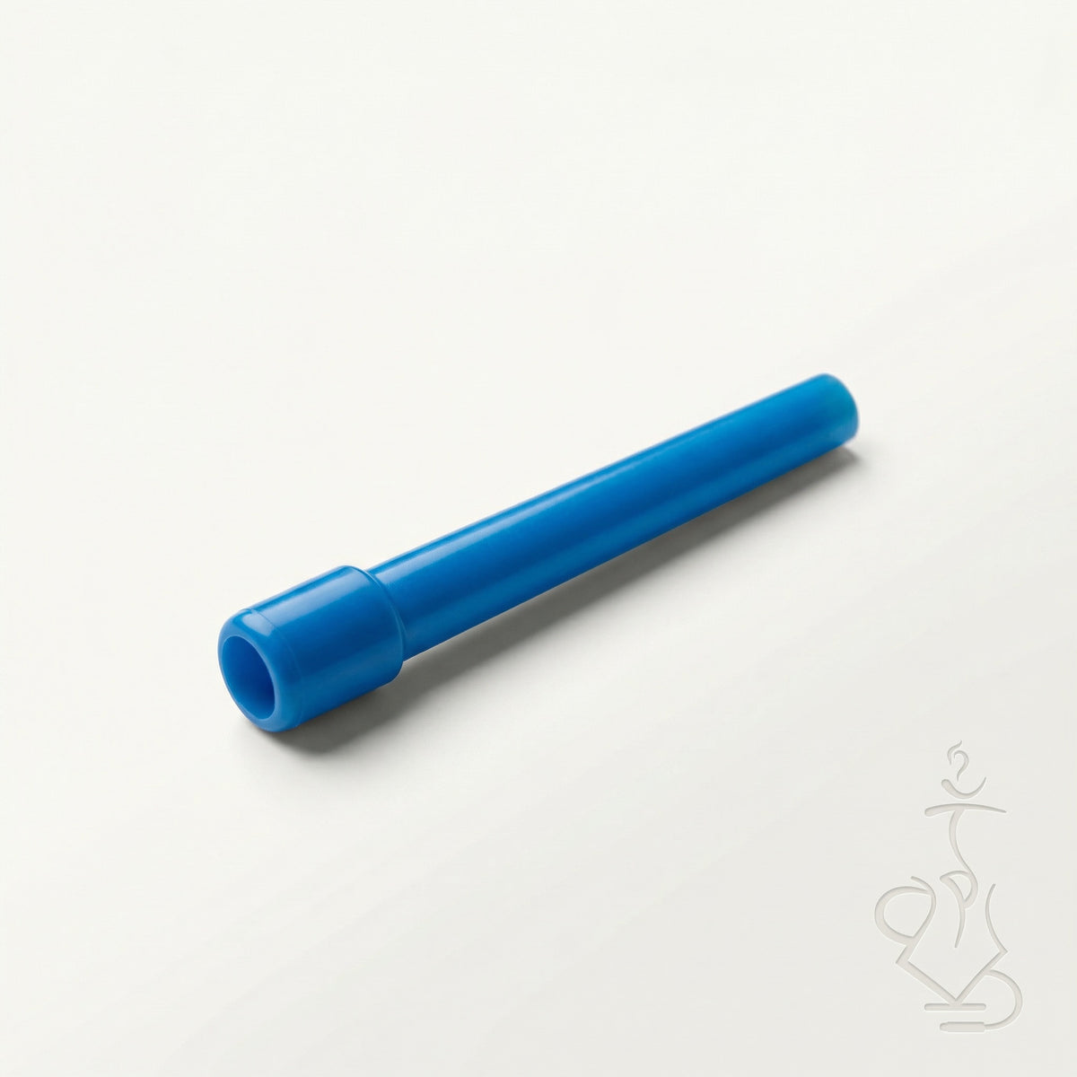 ShishaDoc disposable hookah mouth tip in long blue on warm white studio background, image 13 of 18