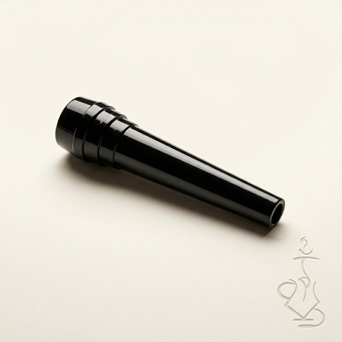 ShishaDoc disposable hookah mouth tip in short glossy black on warm white studio background, image 12 of 18