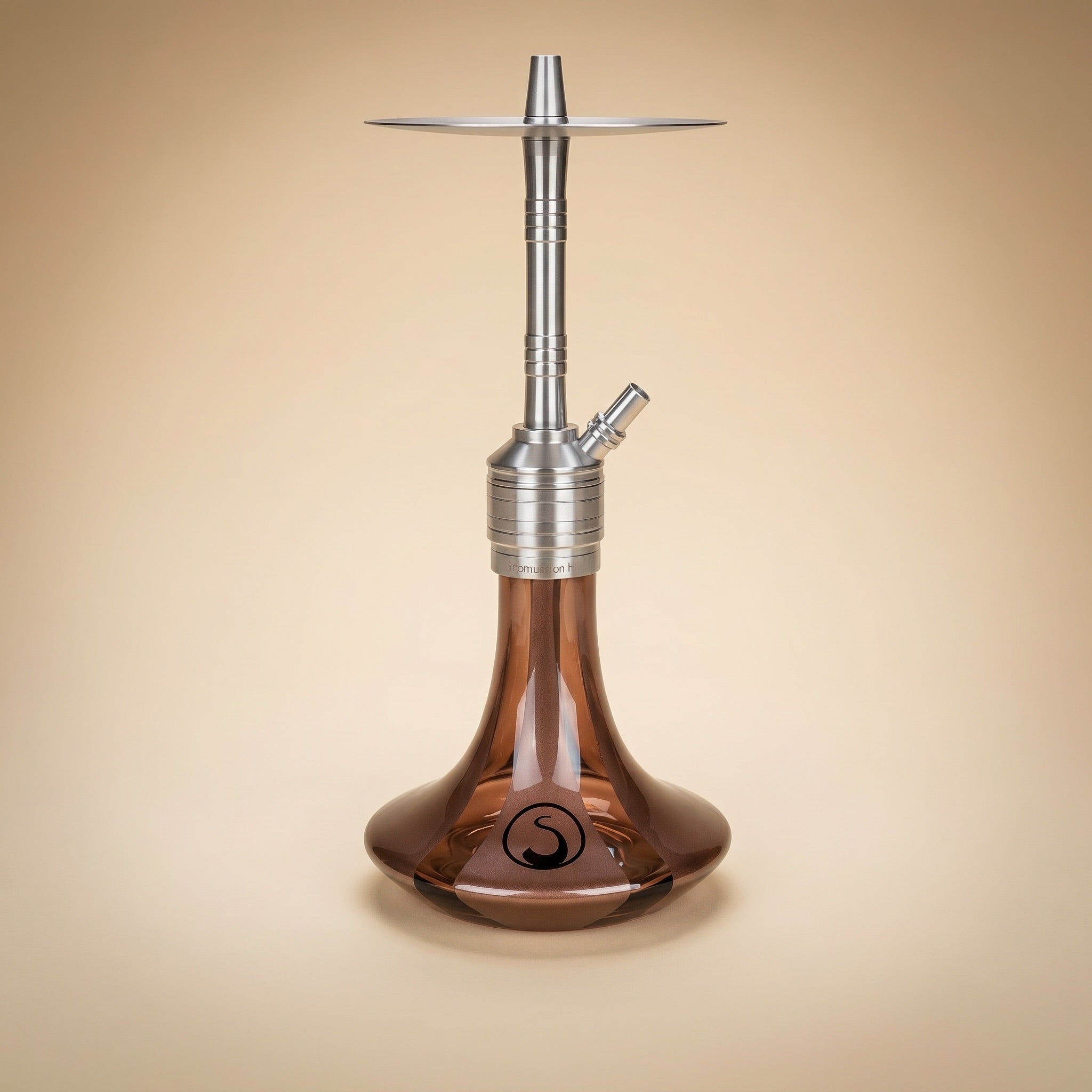 Steamulation Mini Gen II Copper Metallic hookah, bronze-copper glass base and brushed stainless stem, 39cm German build