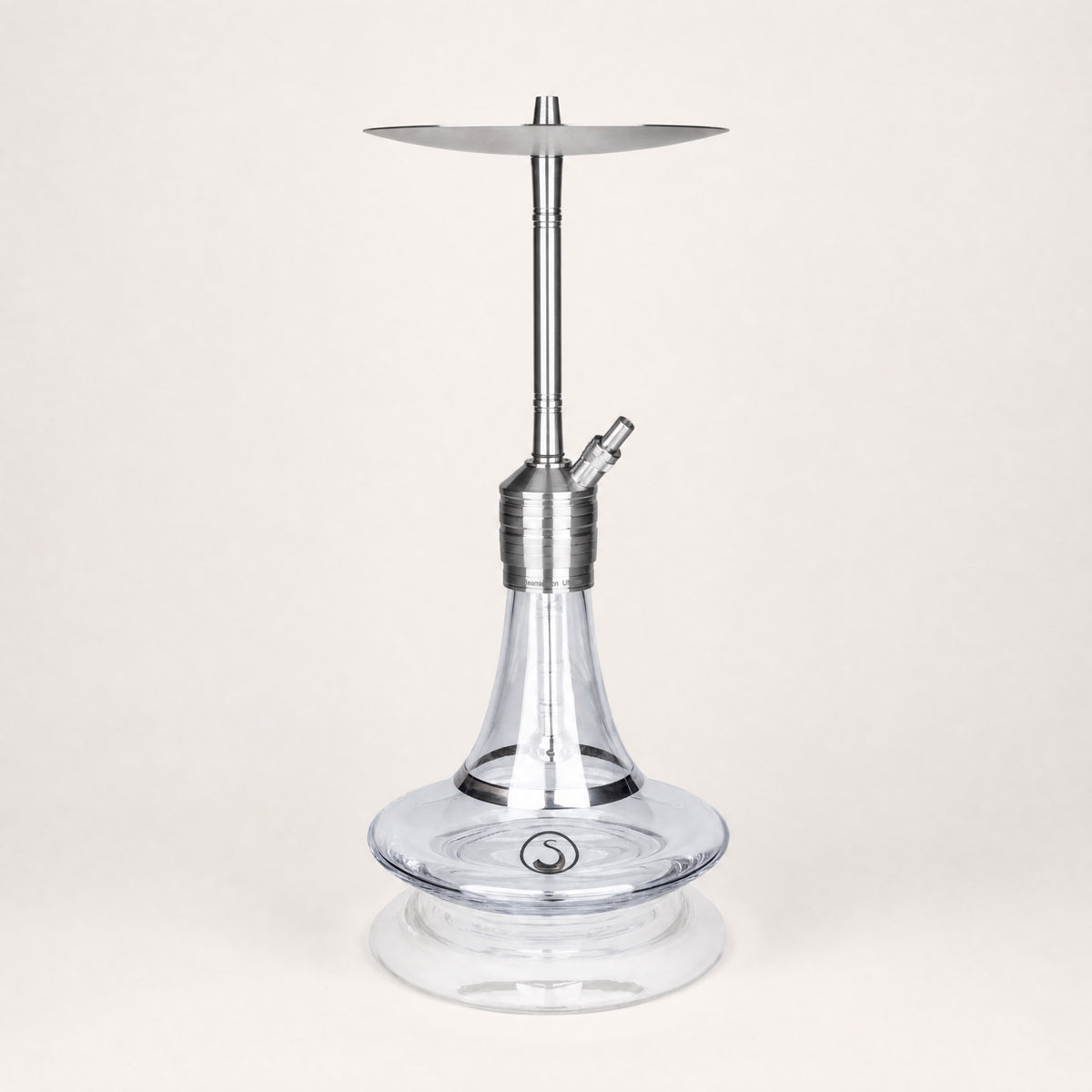 Steamulation Ultimate One Gen II clear shisha pipe with crystal base and brushed steel column, image 2 of 5