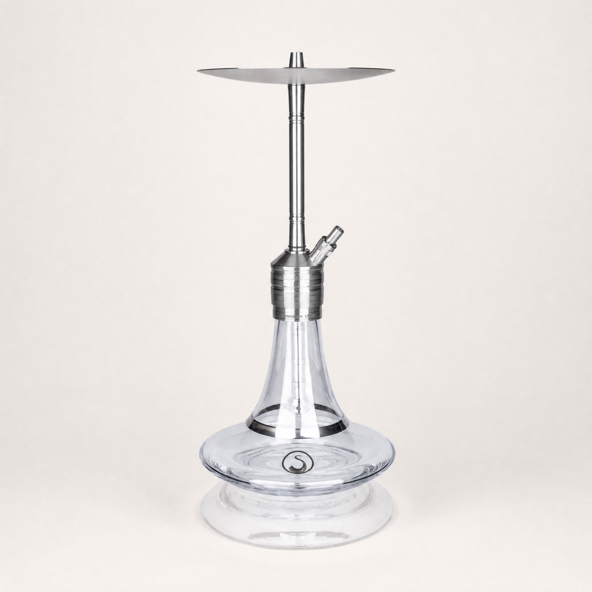 Steamulation Ultimate One Gen II clear shisha pipe with crystal base and brushed steel column
