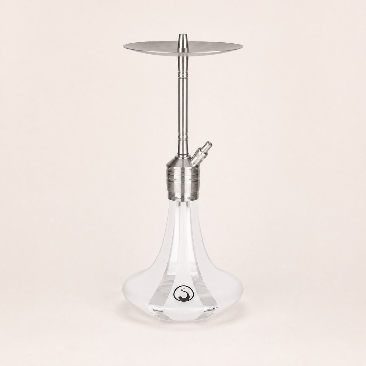 Steamulation Ultimate One Gen II shisha pipe in White Matt with crystal glass base and stainless SteamClick collar, image 2 of 8