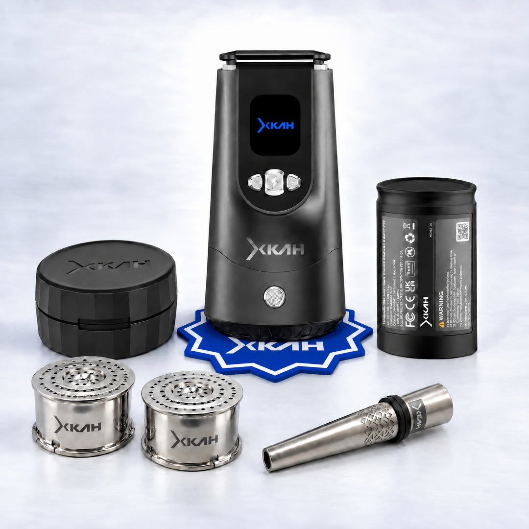 XKAH Pro Complete Kit, Black Pro with Black carry case: Pro, spare battery, bowls, bowl and case, mouthpiece and XKAH base coaster