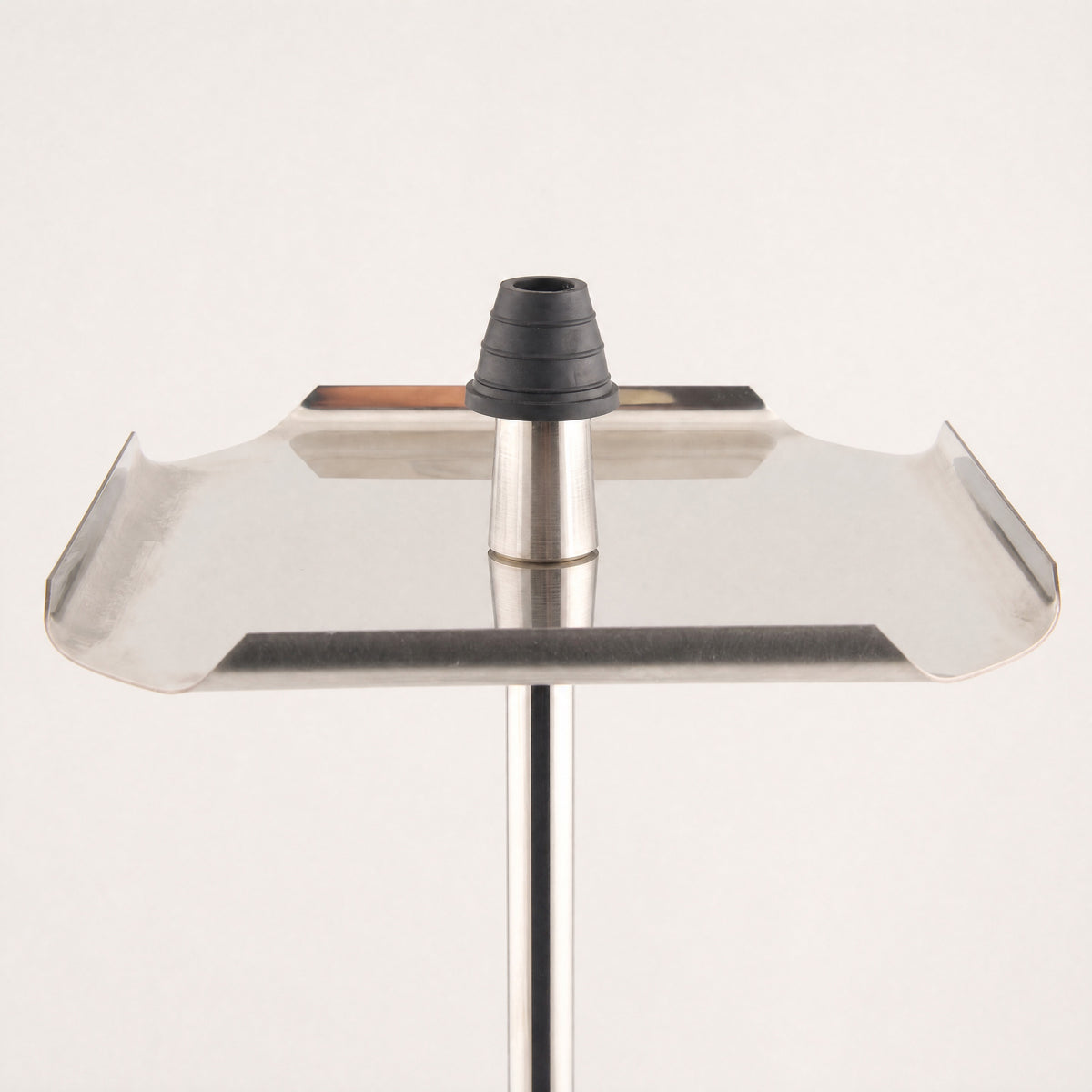 VZ Hookah Classic top assembly close-up showing brushed steel tray, central post, and bowl grommet detail., image 6 of 11