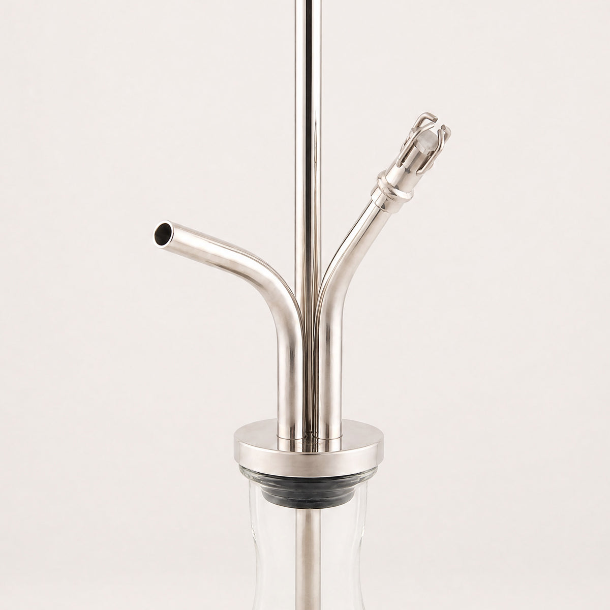 VZ Hookah Classic mid-stem detail with hose port, purge valve, and engraved gasket disc, AISI 304 steel., image 7 of 11