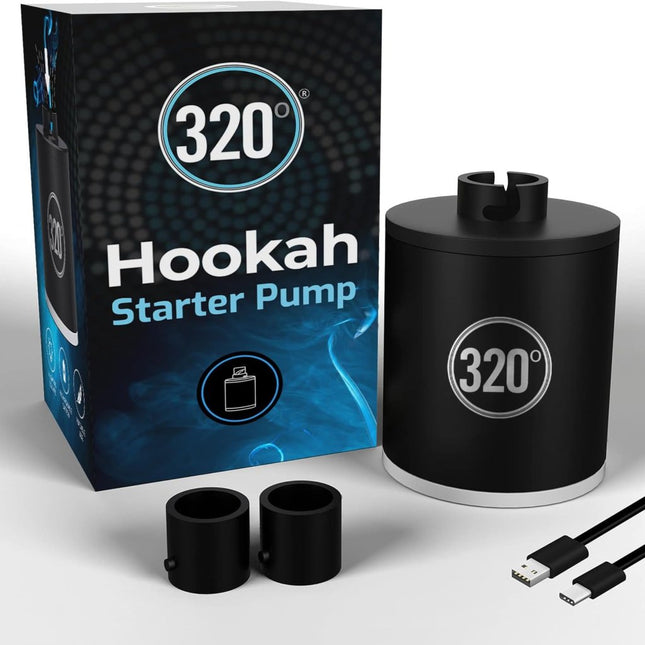 320° - 320º Hookah Shisha Electric Starter - LED Illuminated, Rechargeable, Compact Pump - The Premium Way