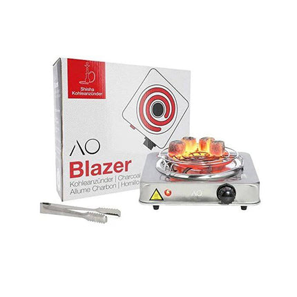 AO - AO Blazer Stainless Steel Electric Shisha Charcoal Burner 1000W & Tongs - The Premium Way